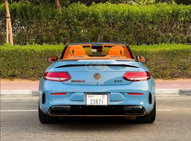 Mercedes Benz AMG C63 Convertible Brabus Kit 2021 BLUE RENTAL IN DUBAI - undefined